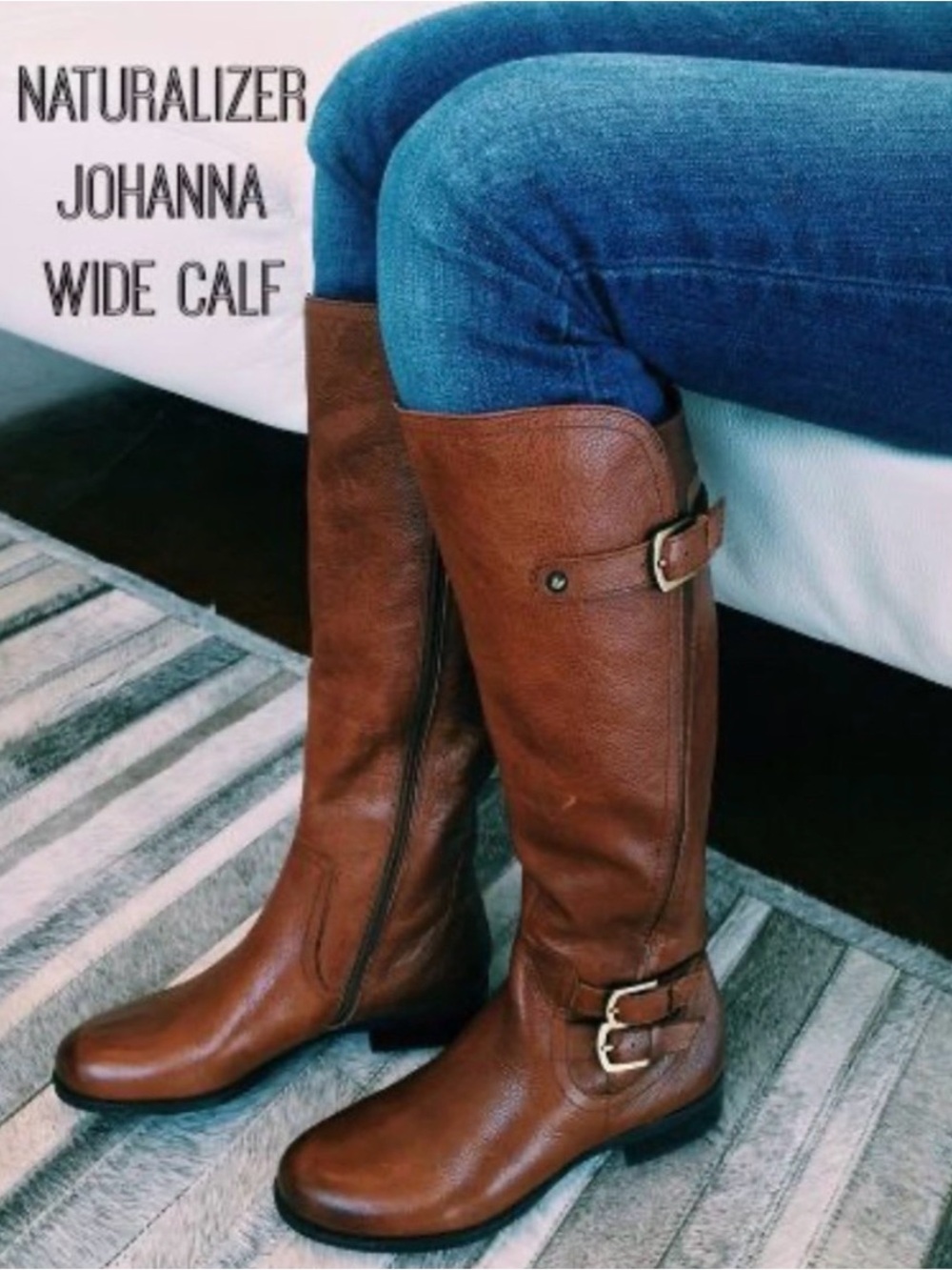 Naturalizer - Johanna Brown Leather Zip Wide Shaft Riding Boots